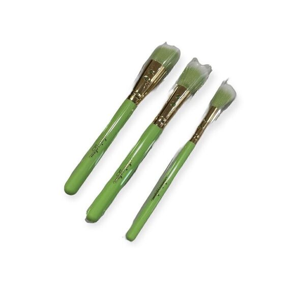 Slmissglam Women's Green 3Pcs Blend Blush Contour Makeup Brush Set NWT - Picture 3 of 3